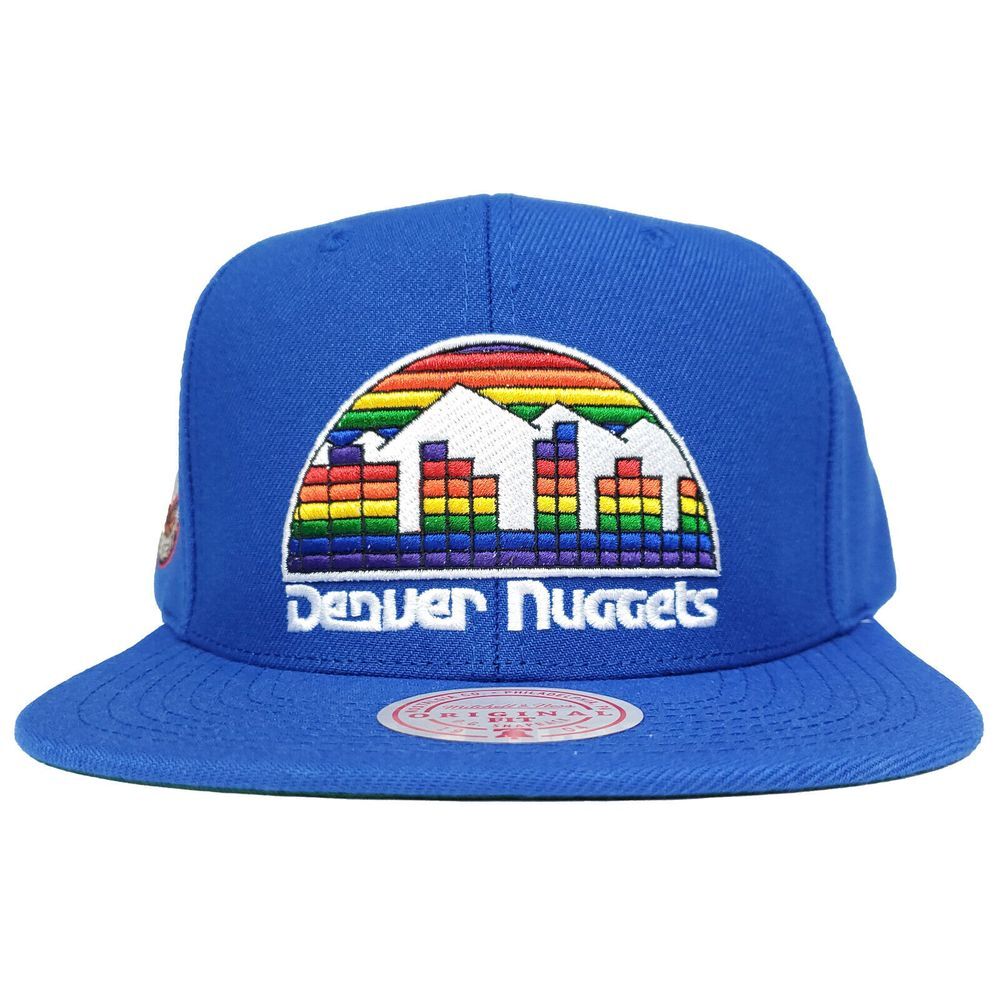 Denver Nuggets Mitchell & Ness NBA Snapback Hat Cap 3D‎ Logo Side Logo Blue NWT